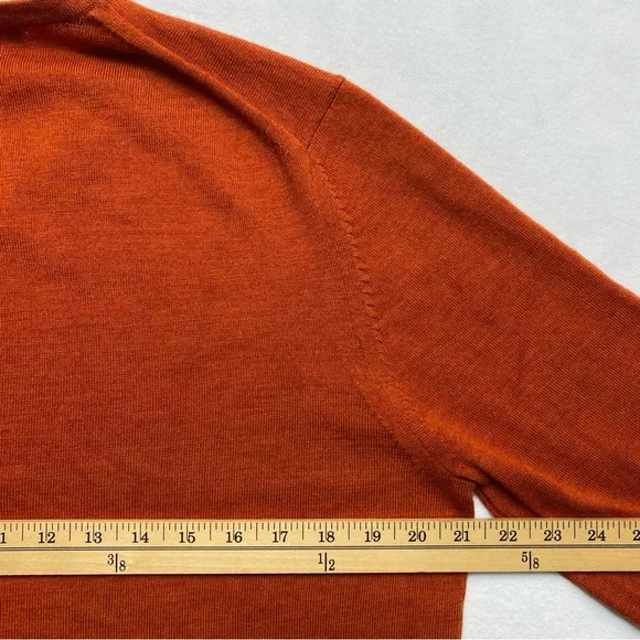 Banana Republic Extra Fine Italian Merino Sweater Men's L Burnt Orange Wool - Picture 8 of 12